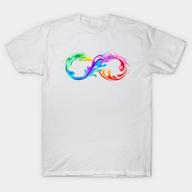 Infinity Symbol with Rainbow Paint T-Shirt by Blackmoon9